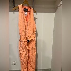 Ski suit bib ladies size medium vintage 1980s pants snow bunny pink Skitique